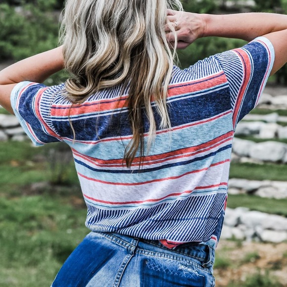 Slub Knit Striped Tee - Picture 2 of 2